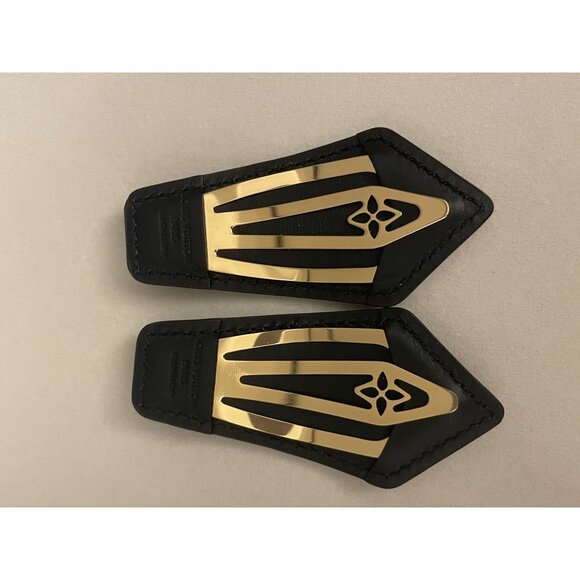 Louis Vuitton Monogram Leather & Gold Metal Shoe Clips